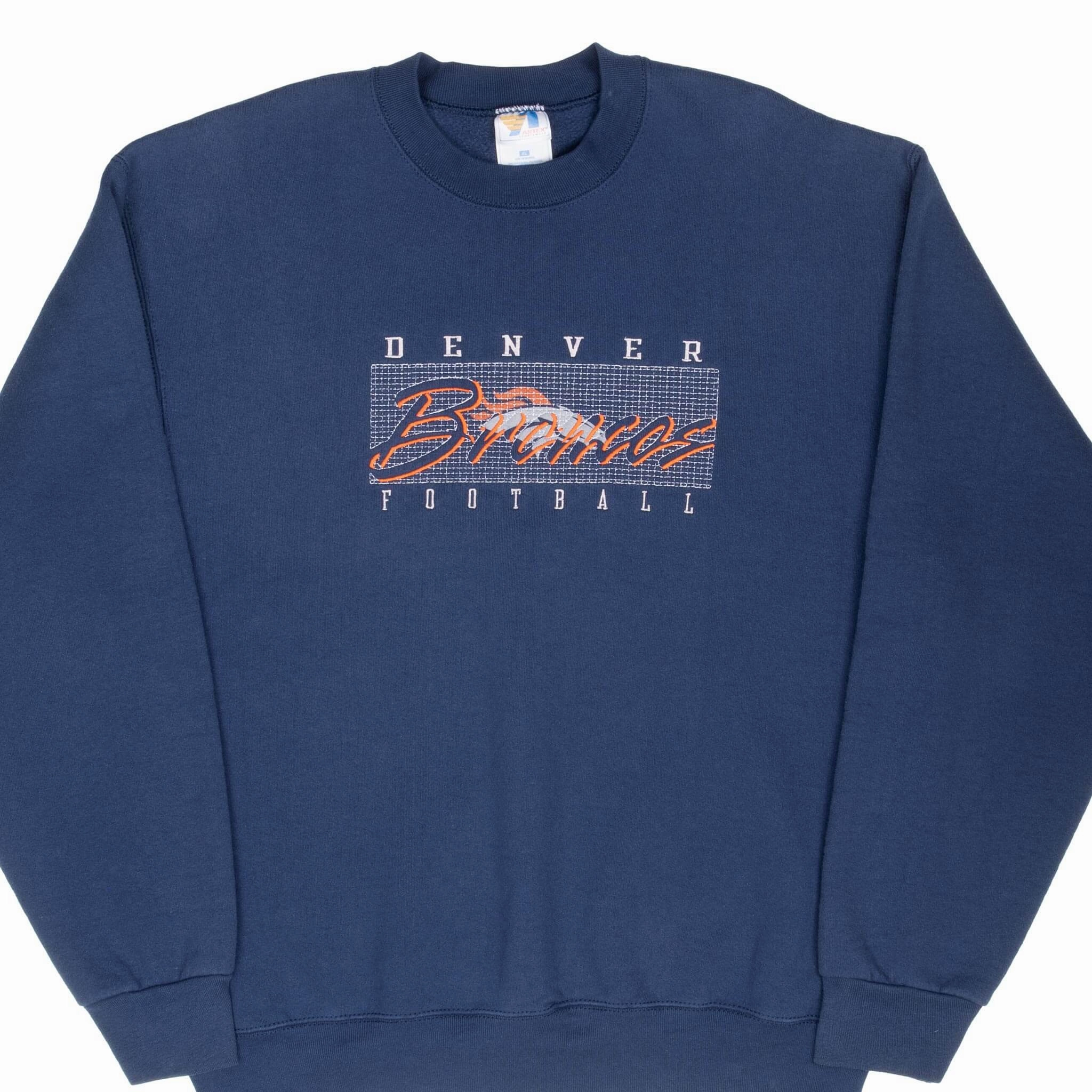 VINTAGE NFL DENVER BRONCOS EMBROIDERED 1990S SWEATSHIRT XL MADE IN USA Matte Finish