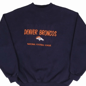 VINTAGE NFL DENVER BRONCOS EMBROIDERED SWEATSHIRT 1990S SIZE LARGE anti wrinkling product hiking suitability