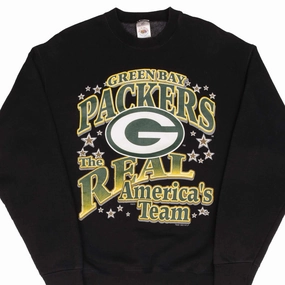 VINTAGE NFL GREEN BAY PACKERS 1995 BLACK SWEATSHIRT SIZE LARGE MADE IN USA fit test Street Minimal