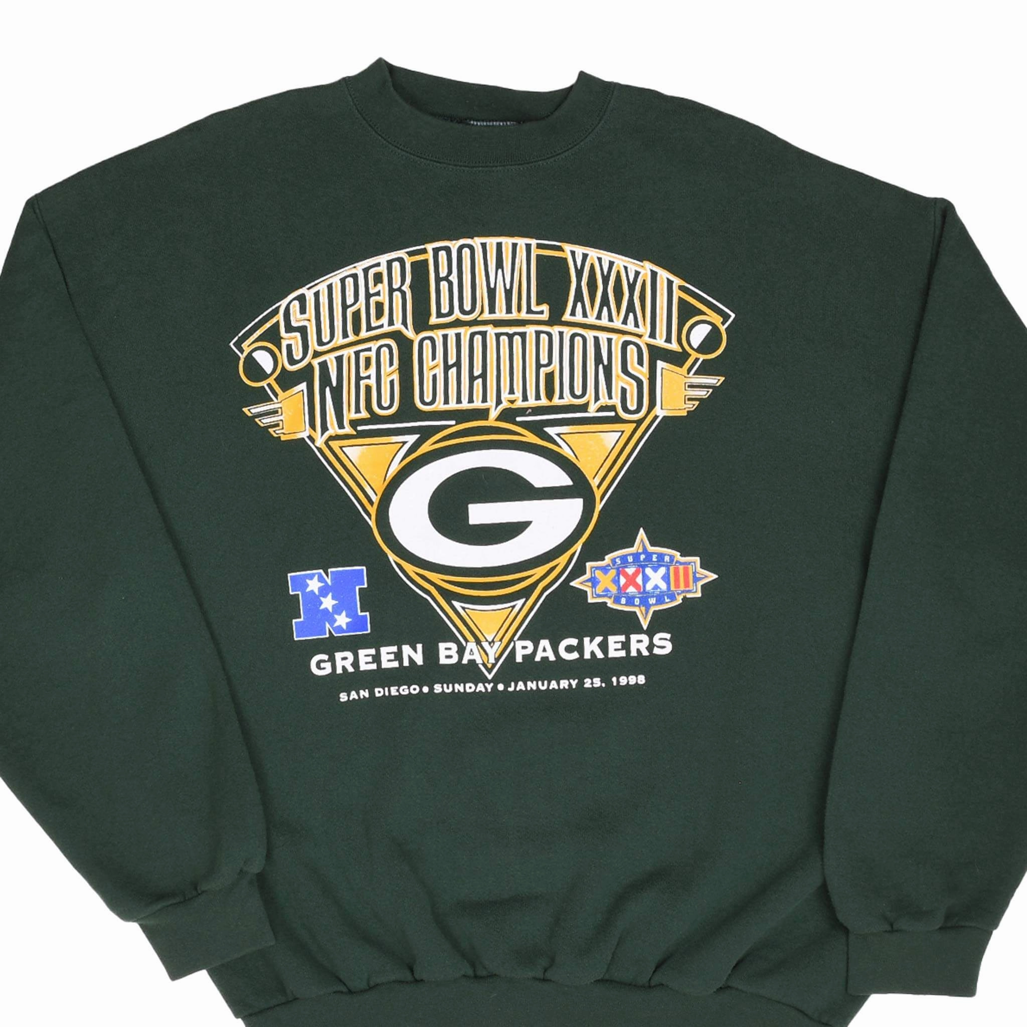 VINTAGE NFL GREEN BAY PACKERS SUPER BOWL XXXII 1998 SWEATSHIRT XL MADE IN USA Classic Chic product scarf warmth