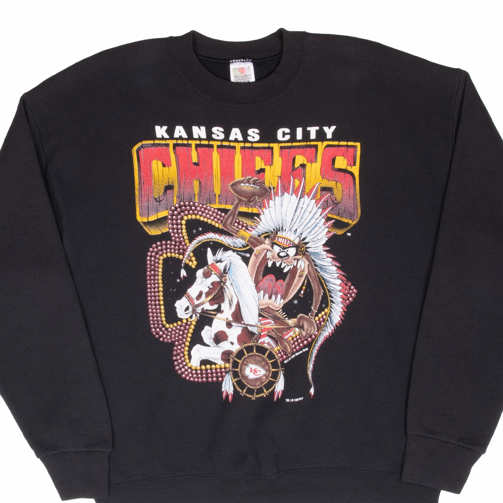 VINTAGE NFL KANSAS CITY CHIEFS LOONEY TUNES 1993 SWEATSHIRT XL MADE IN USA Gym Wear