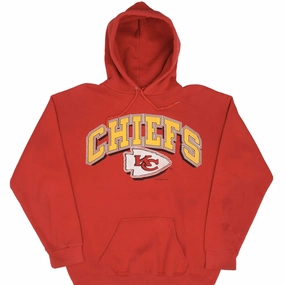VINTAGE NFL KANSAS CITY CHIEFS SPELLOUT 1993 HOODIE SWEATSHIRT LARGE MADE IN USA Chic Fit