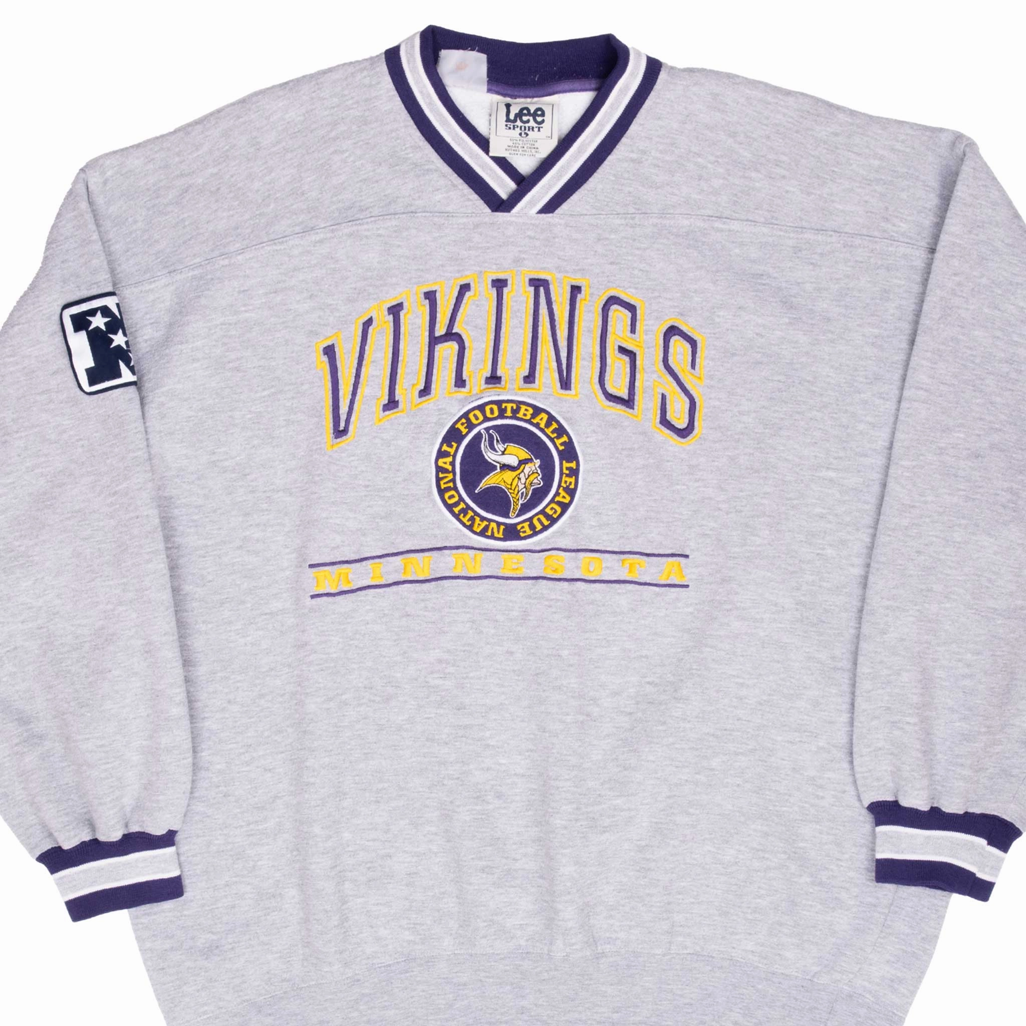product neutral versatility VINTAGE NFL MINNESOTA VIKINGS EMBROIDERED SWEATSHIRT 1990S LARGE