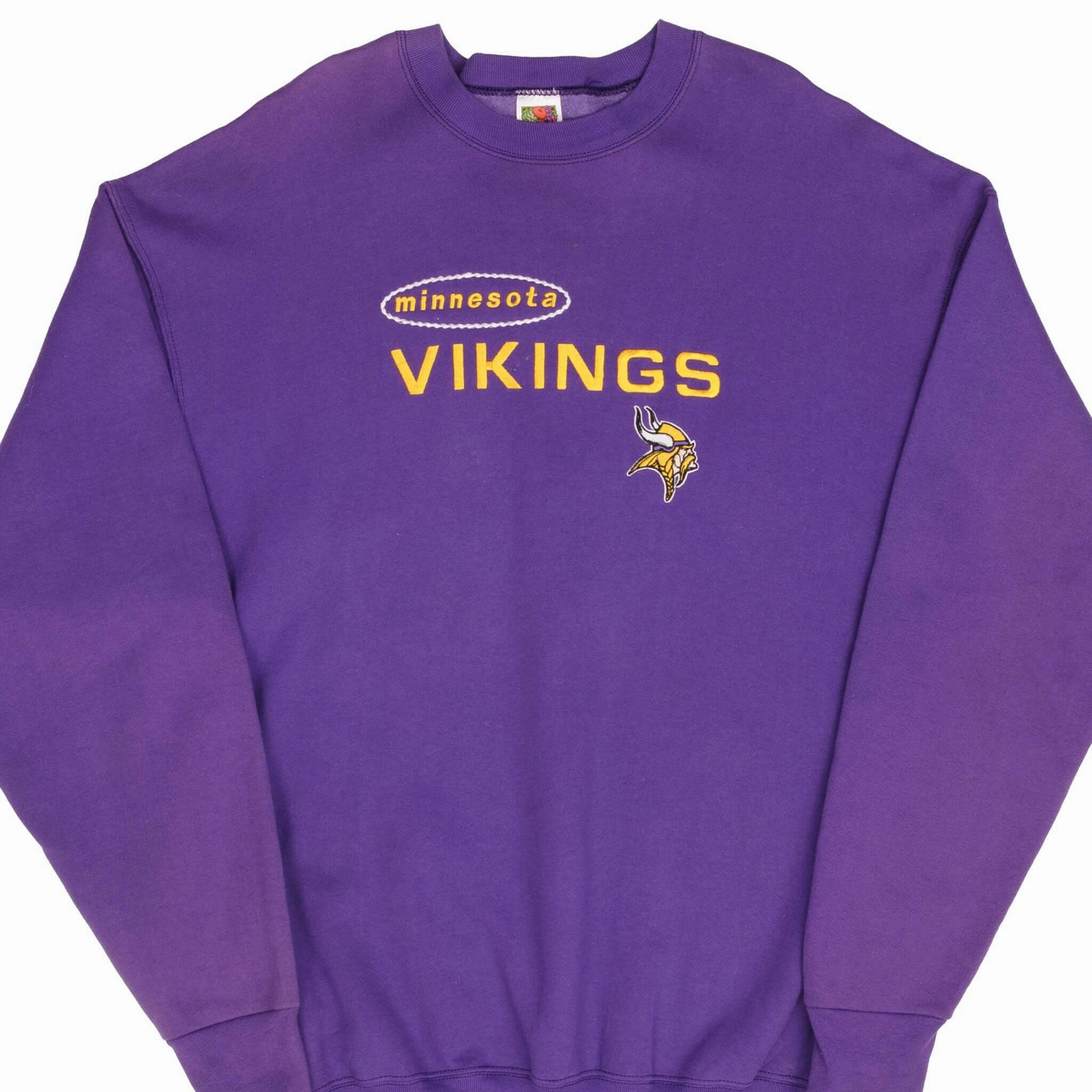 VINTAGE NFL MINNESOTA VIKINGS EMBROIDERED SWEATSHIRT 1990S SIZE 2XL MADE IN USA anti pill coating Hoodie Style