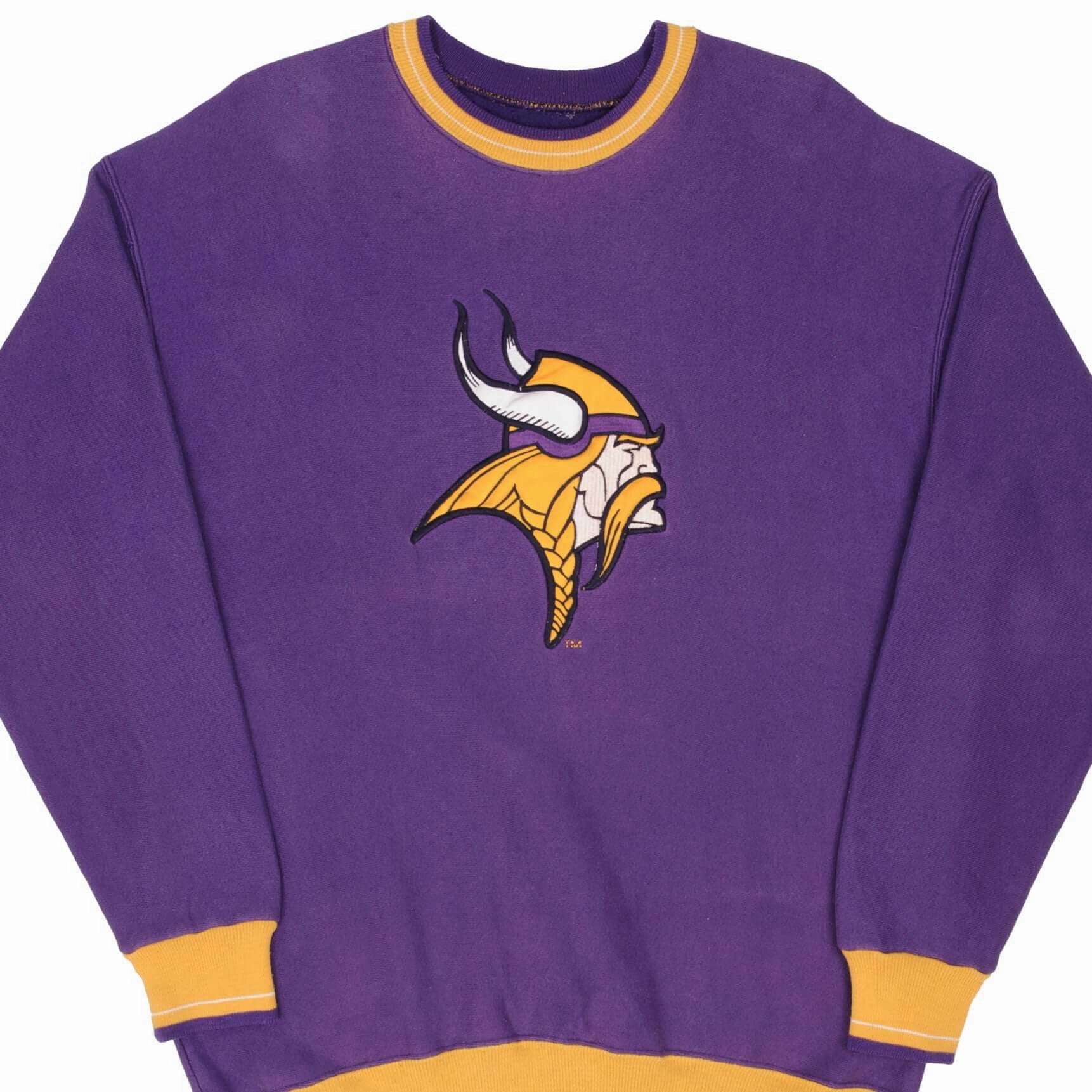 VINTAGE NFL MINNESOTA VIKINGS LEGENDS ATHLETIC SWEATSHIRT 1990S XL MADE USA bead accents