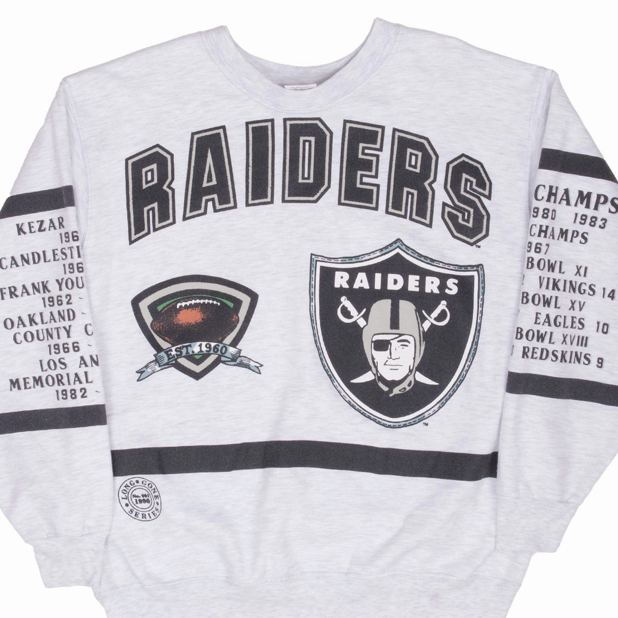 VINTAGE NFL OAKLAND RAIDERS ALL OVER PRINT 1990S SWEATSHIRT XL MADE IN USA Comfy Wearable