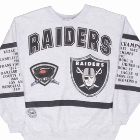 VINTAGE NFL OAKLAND RAIDERS ALL OVER PRINT 1990S SWEATSHIRT XL MADE IN USA Comfy Wearable