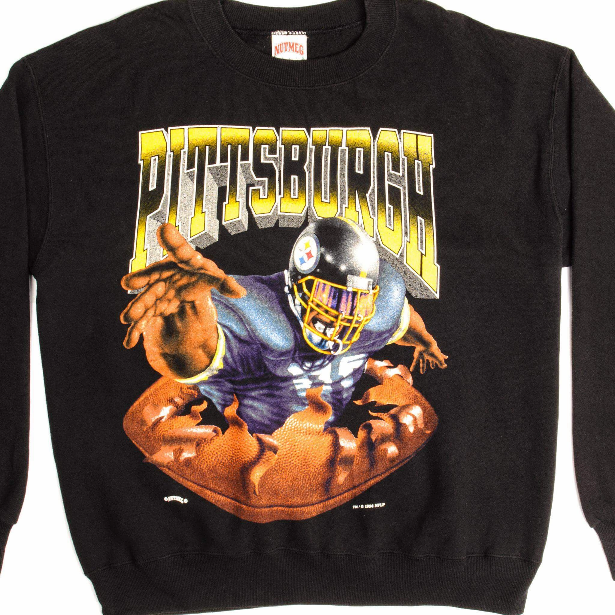 snap buttoned thermal VINTAGE NFL PITTSBURGH STEELERS SWEATSHIRT 1994 SIZE LARGE MADE IN USA