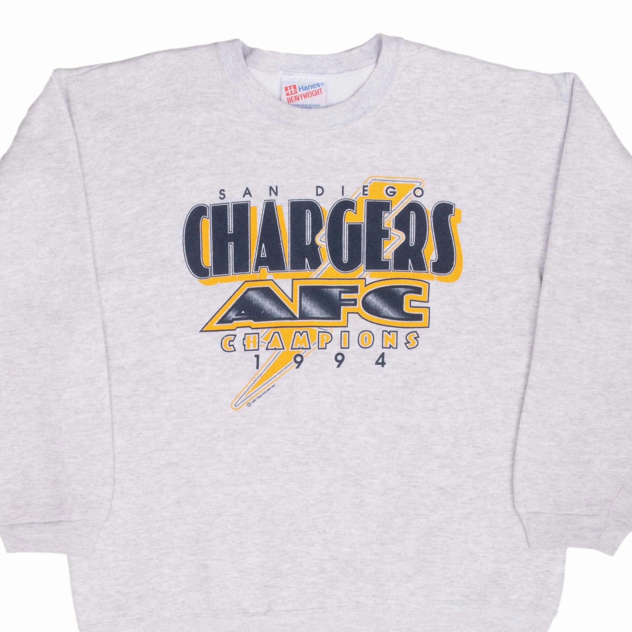 VINTAGE NFL SAN DIEGO CHARGERS AFC CHAMPIONS 1994 SWEATSHIRT LARGE MADE IN USA All Season Wear