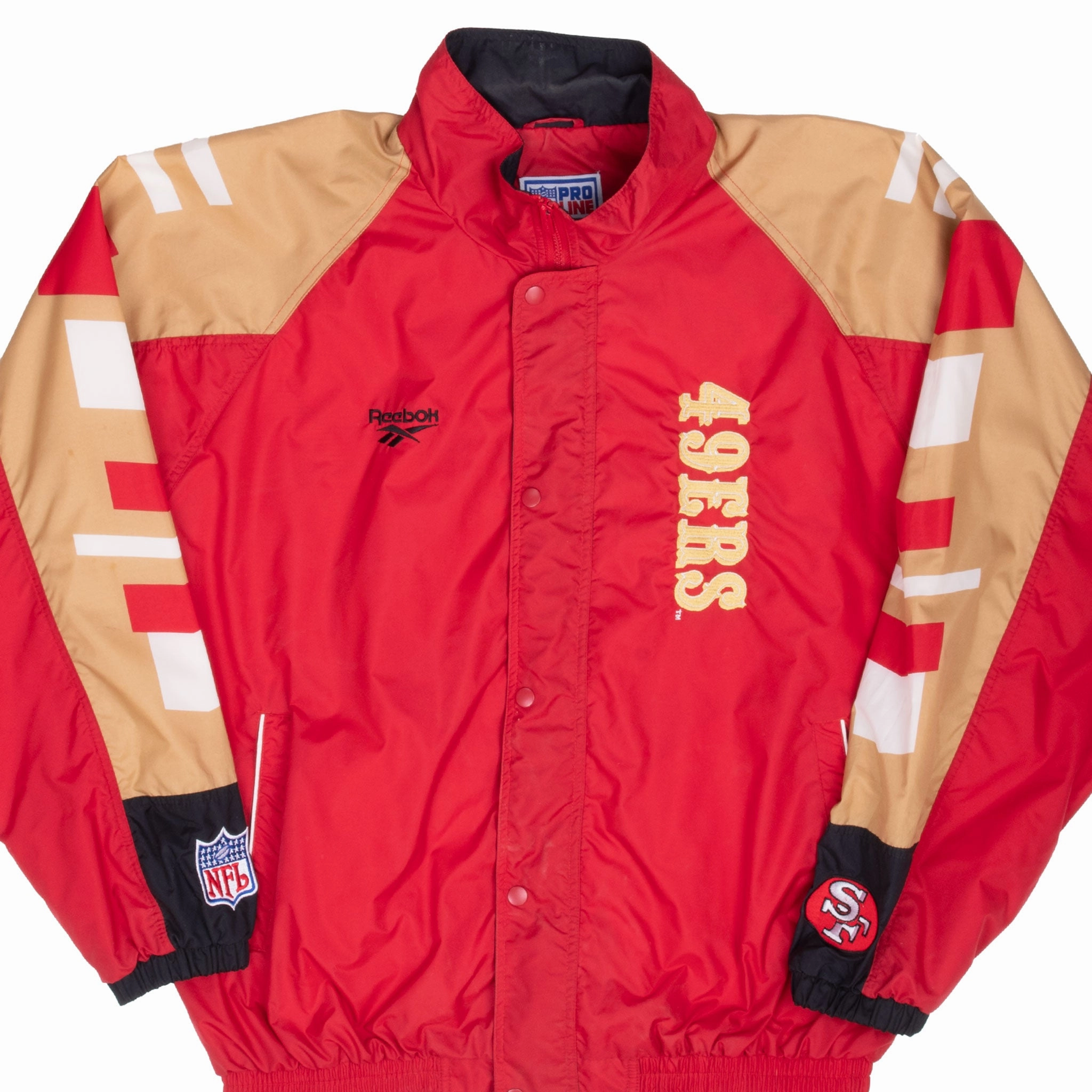 anniversary VINTAGE NFL SAN FRANCISCO 49ERS 1990S REEBOK PROLINE WINDBREAKER JACKET XL
