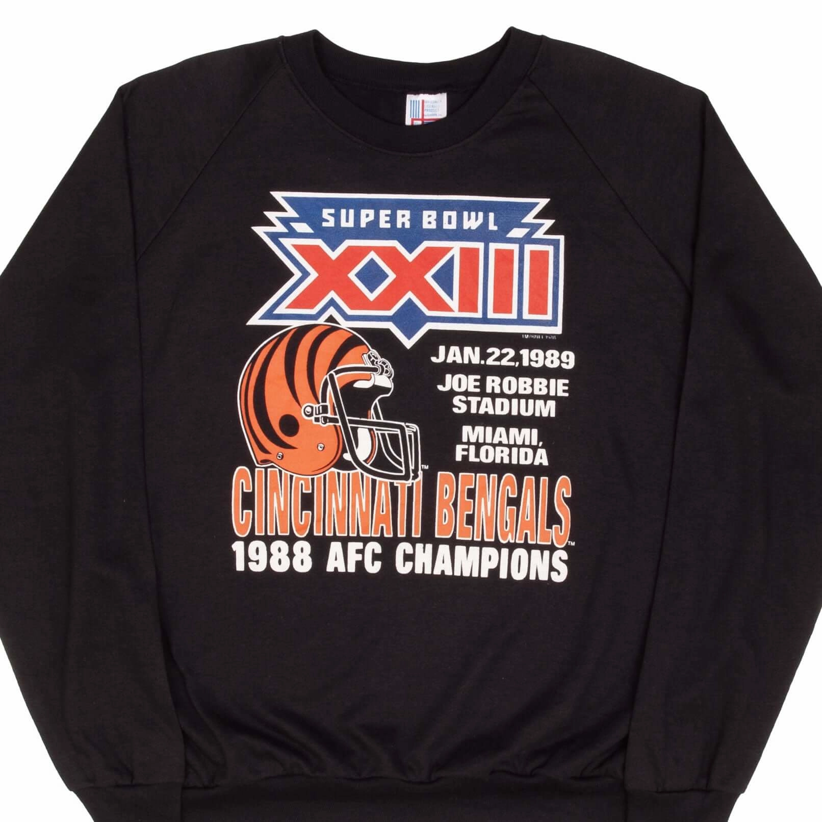 Classic Sporty Linen VINTAGE NFL SUPER BOWL CINCINNATI BENGALS SWEATSHIRT 1989 XL MADE IN USA