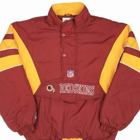 VINTAGE NFL WASHINGTON REDSKINS STARTER PROLINE PULLOVER JACKET 1990S SIZE XL Cap Four Way Stretch Material