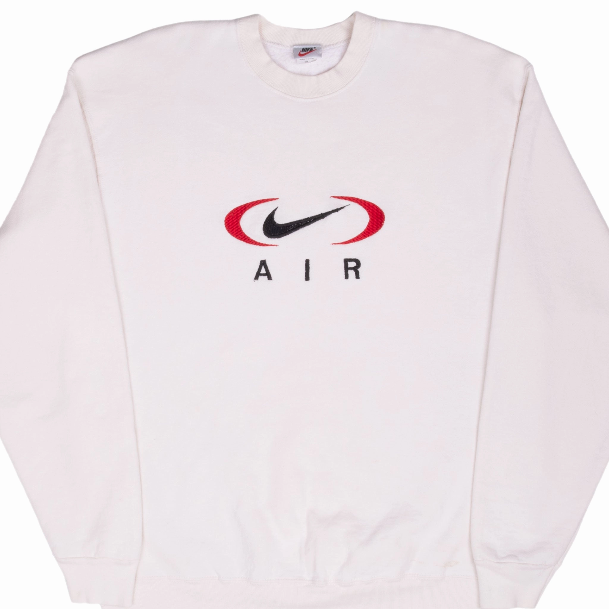 VINTAGE NIKE AIR BIG CENTER SWOOSH CREAM SWEATSHIRT 1990S XL MADE IN USA neon colors