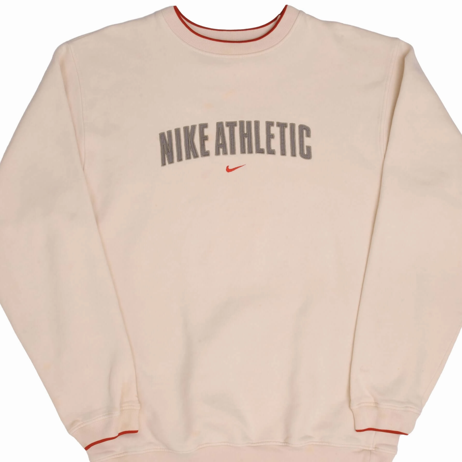 Layer Sporty Timeless Active VINTAGE NIKE ATHLETIC SWOOSH BEIGE SWEATSHIRT 2000S SIZE XL