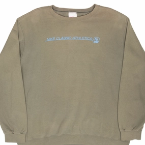 VINTAGE NIKE ATHLETICS SPELLOUT GREEN SWEATSHIRT 1990S XL MADE IN USA Comfort Apparel stain resistant coating