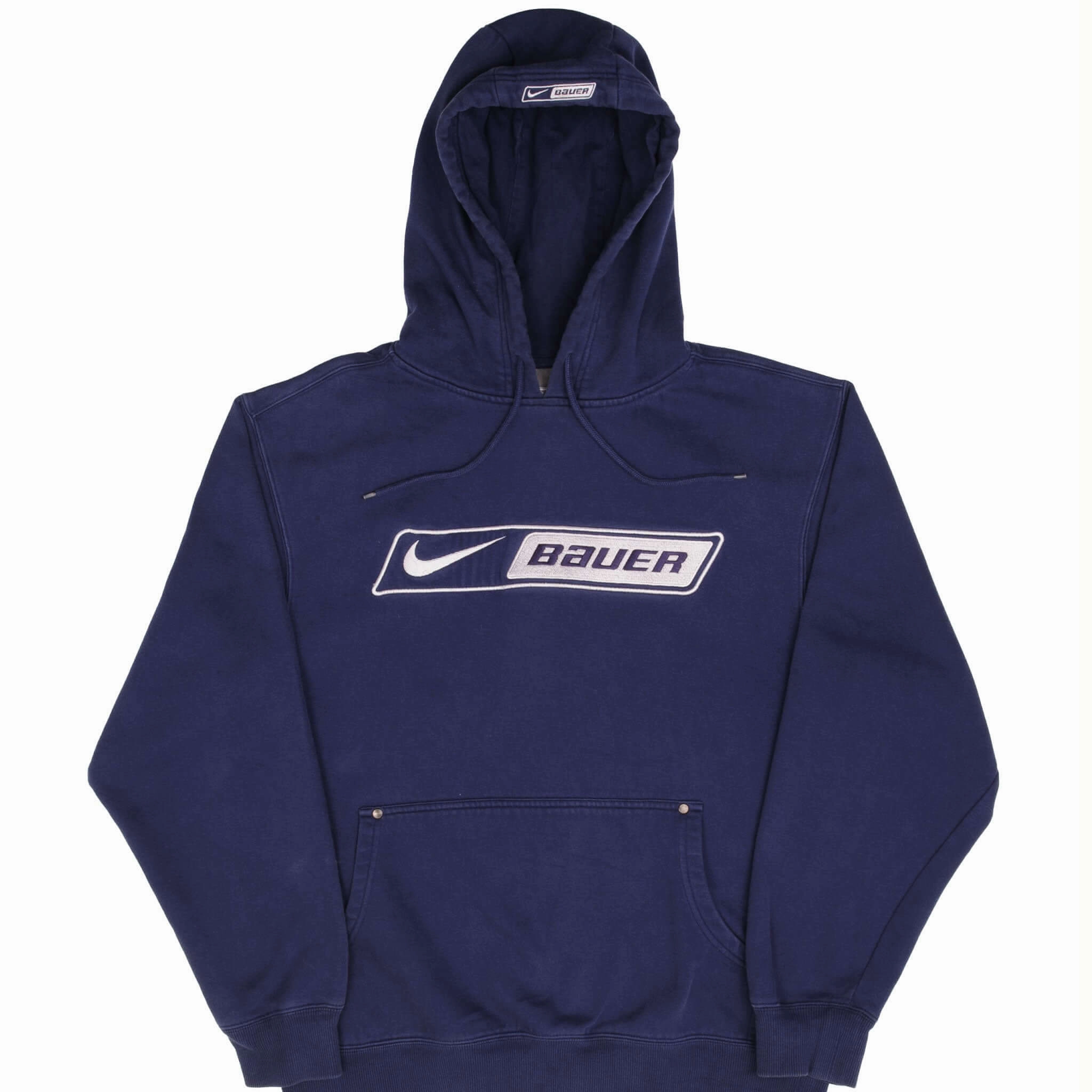 VINTAGE NIKE BAEUR HOCKEY NAVY BLUE HOODIE SWEATSHIRT 2000S SIZE MEDIUM Logo Emblem