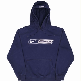 VINTAGE NIKE BAEUR HOCKEY NAVY BLUE HOODIE SWEATSHIRT 2000S SIZE MEDIUM Logo Emblem