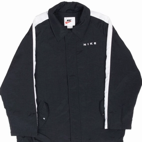 Chilly Day VINTAGE NIKE BIG SWOOSH BLACK WINDBREAKER JACKET 1990S LARGE