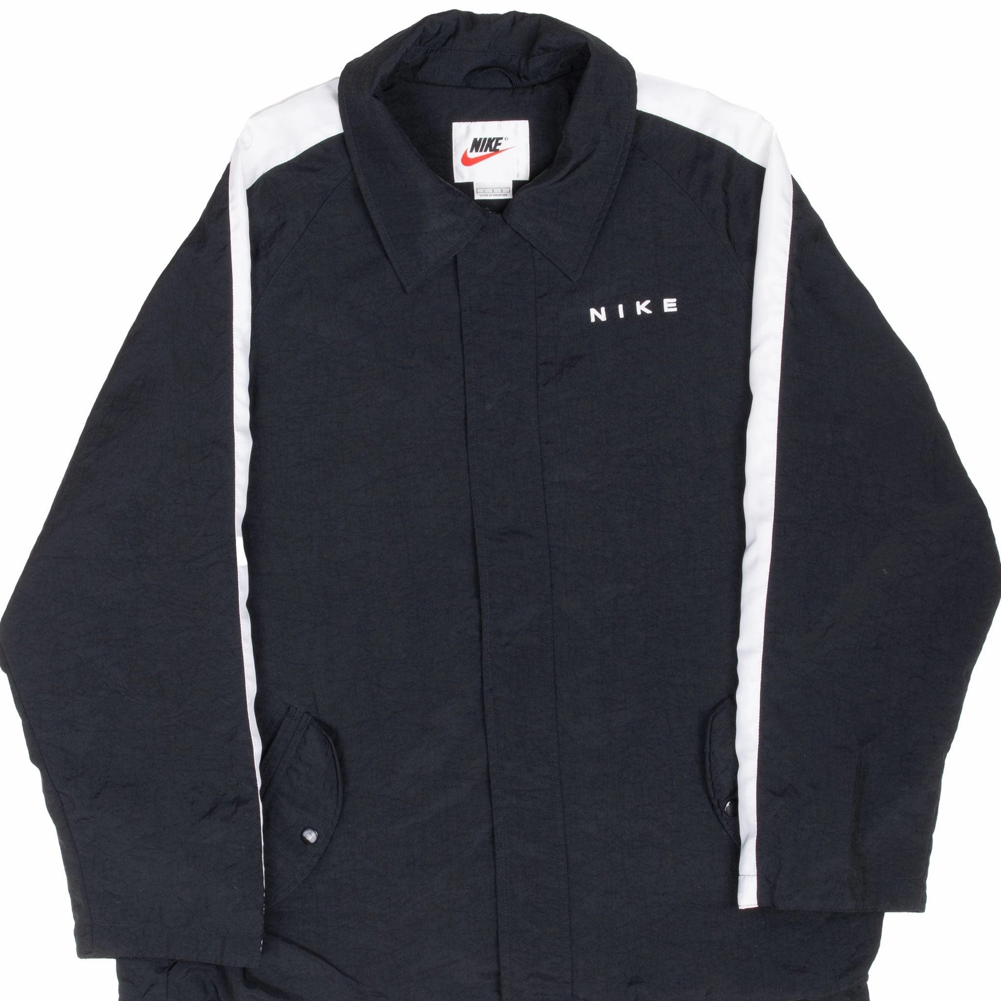 Chilly Day VINTAGE NIKE BIG SWOOSH BLACK WINDBREAKER JACKET 1990S LARGE