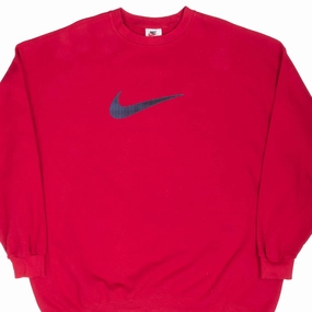 VINTAGE NIKE BIG SWOOSH RED SWEATSHIRT 1990S 2XL MADE IN USA product team unity Cozy Street