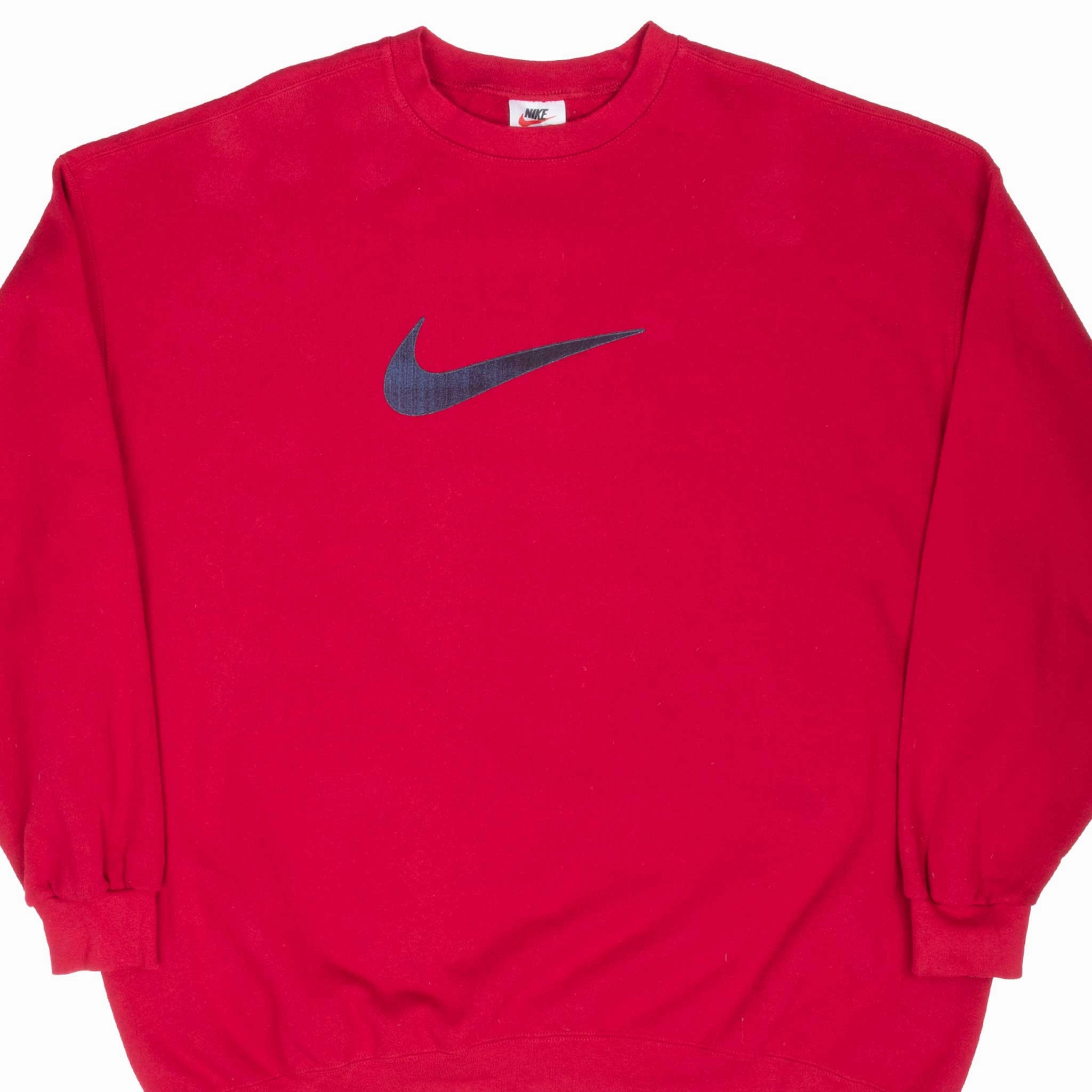 VINTAGE NIKE BIG SWOOSH RED SWEATSHIRT 1990S 2XL MADE IN USA product team unity Cozy Street