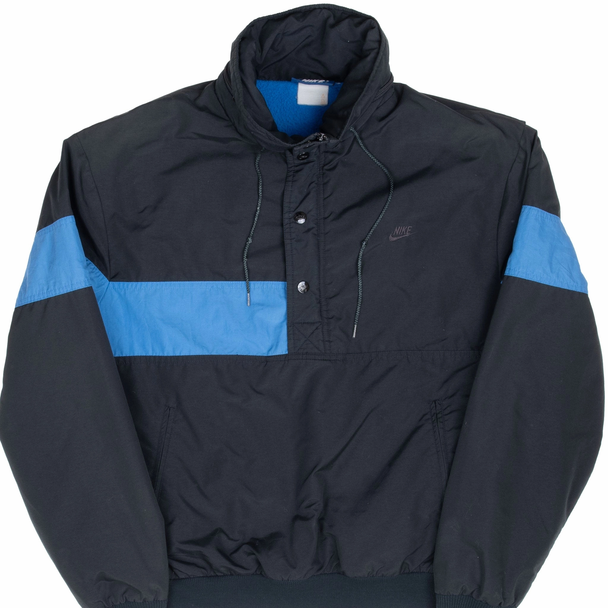 multi-color VINTAGE NIKE BLACK & BLUE PULLOVER WINDBREAKER JACKET EARLY 1980S LARGE