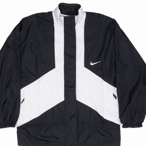 Season Change Fast Fit VINTAGE NIKE BLACK AND WHITE BIG SWOOSH WINDBREAKER JACKET 1990S SMALL WOMEN