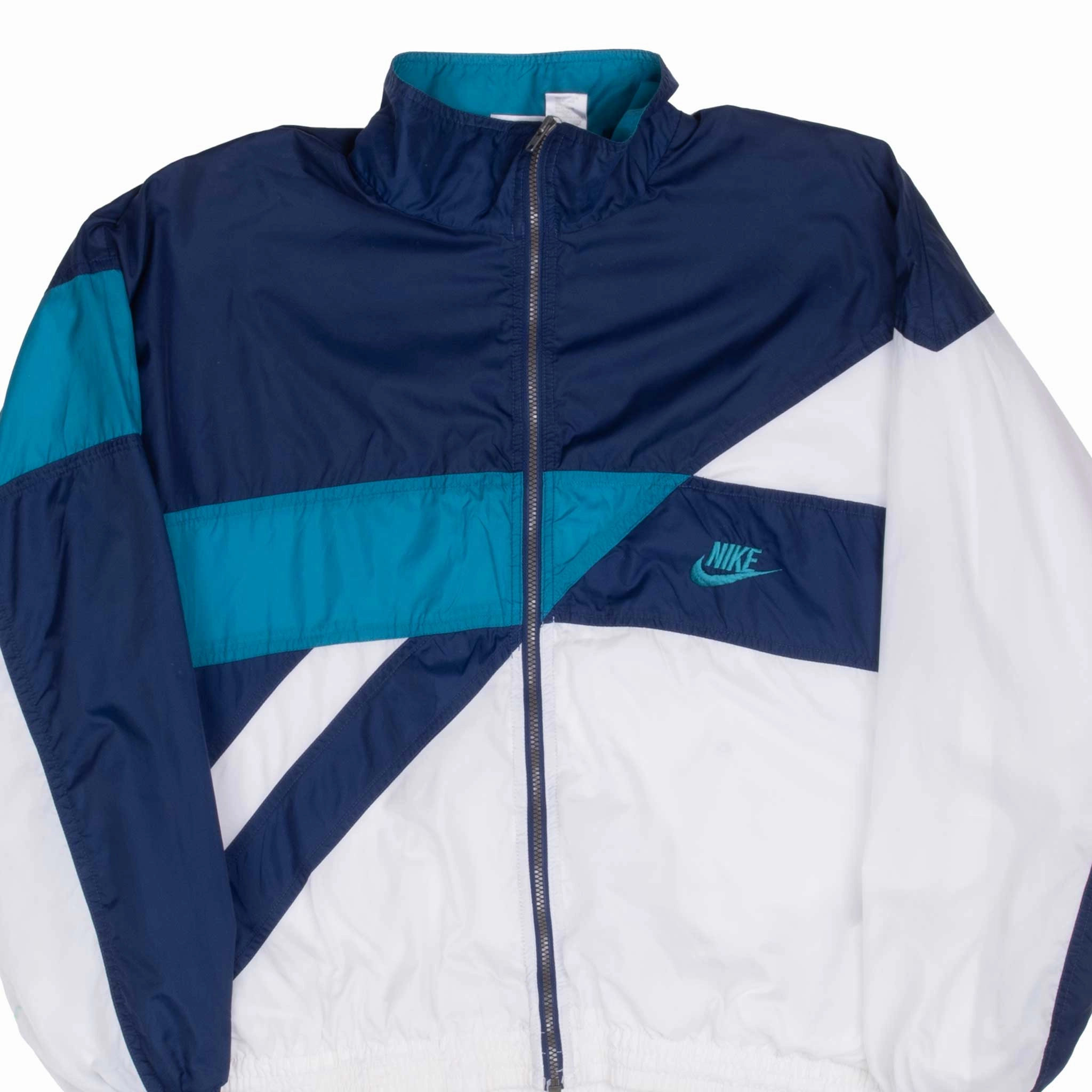 Classic Jacket All-Purpose Outerwear VINTAGE NIKE BLUE & WHITE WINDBREAKER JACKET LATE 1980S MEDIUM