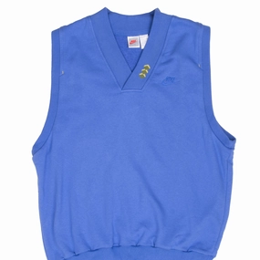 Essentials Wear VINTAGE NIKE BLUE CLASSIC SWOOSH SLEEVELESS VEST SWEATSHIRT 1980S LARGE