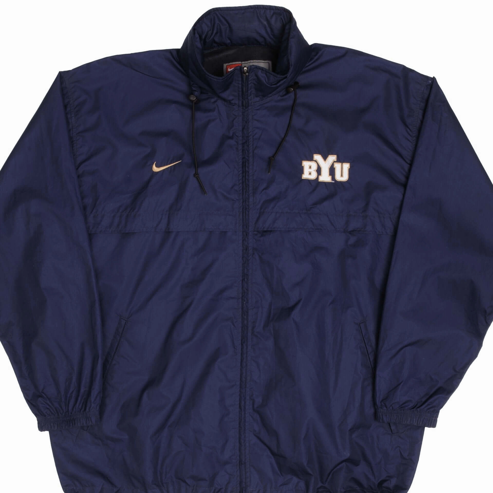 VINTAGE NIKE BYU BRIGHAM YOUNG UNI WINDBREAKER JACKET 2000S SIZE LARGE MADE USA Reinforced Elbow Patches Quality Assurance