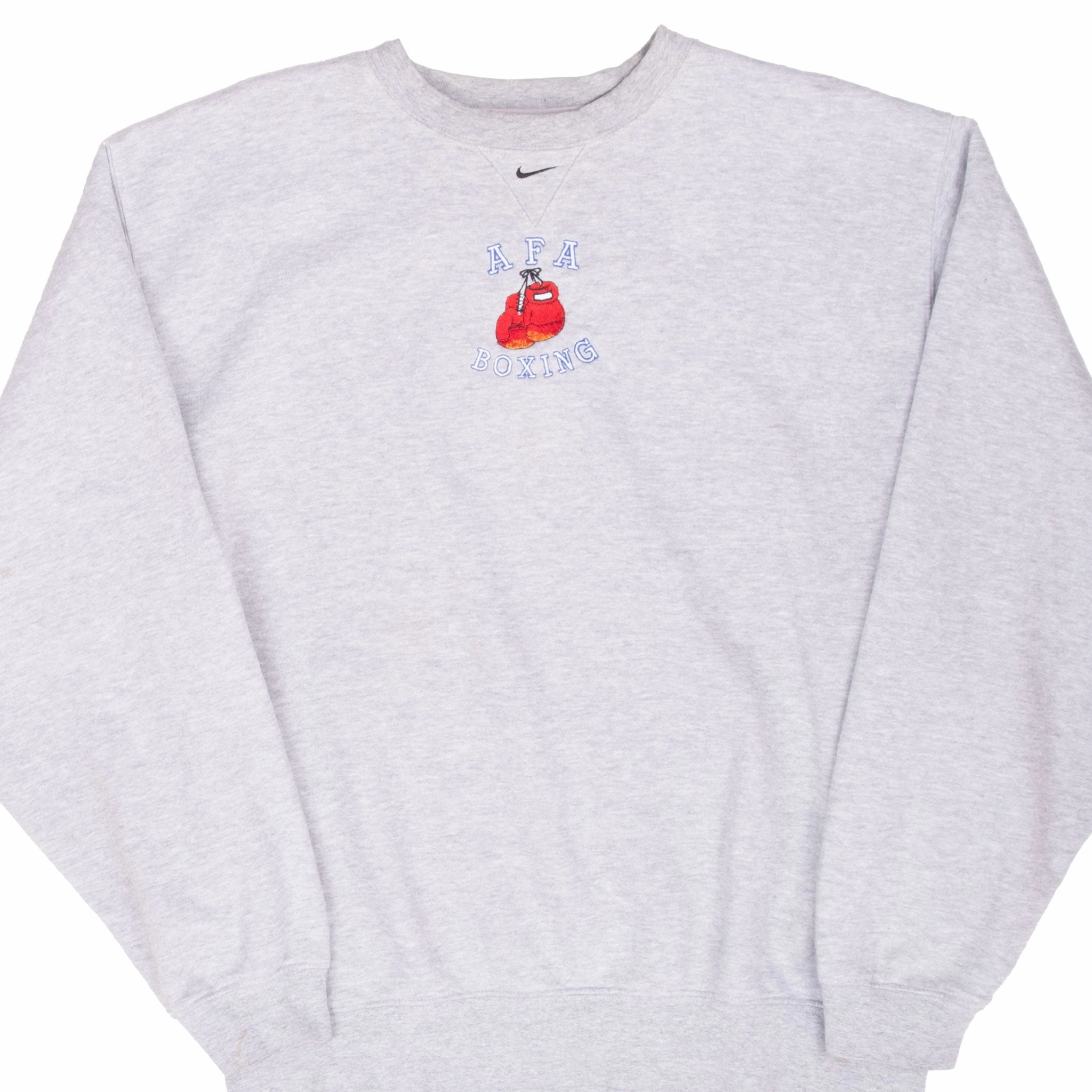 VINTAGE NIKE CENTER SWOOSH AFA BOXING GREY SWEATSHIRT 1990S LARGE product scarf warmth