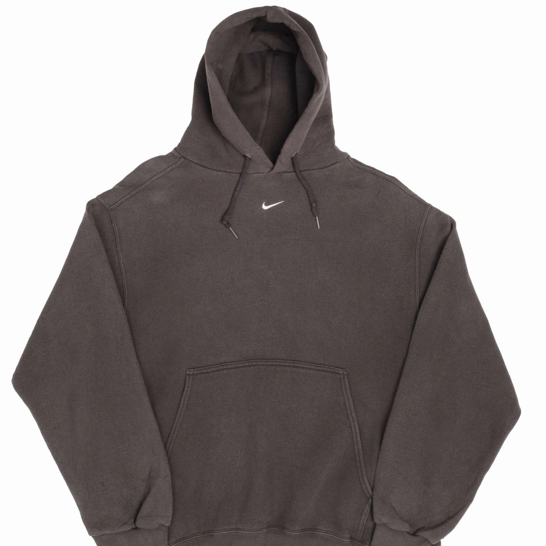 VINTAGE NIKE CENTER SWOOSH DARK GREY TRAVIS SCOTT HOODIE 1990S MEDIUM MADE USA Timeless Fashion