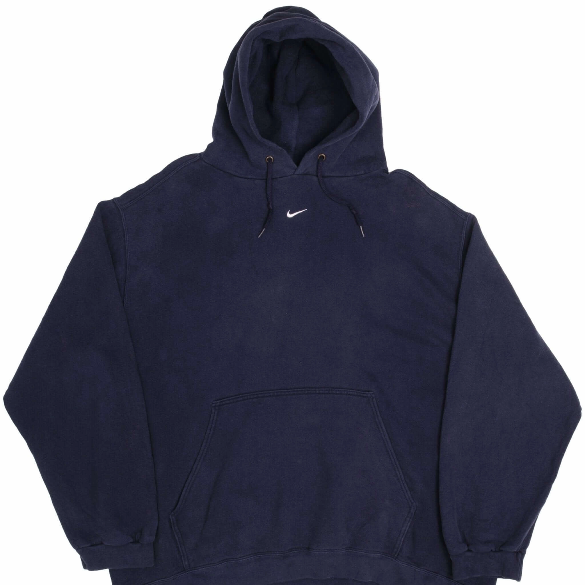 tag accents Essential Wear VINTAGE NIKE CENTER SWOOSH NAVY BLUE TRAVIS SCOTT HOODIE 1990S 2XL MADE USA