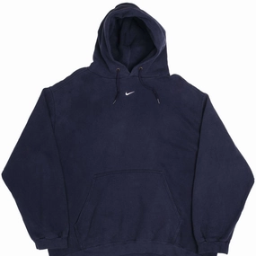 tag accents Essential Wear VINTAGE NIKE CENTER SWOOSH NAVY BLUE TRAVIS SCOTT HOODIE 1990S 2XL MADE USA