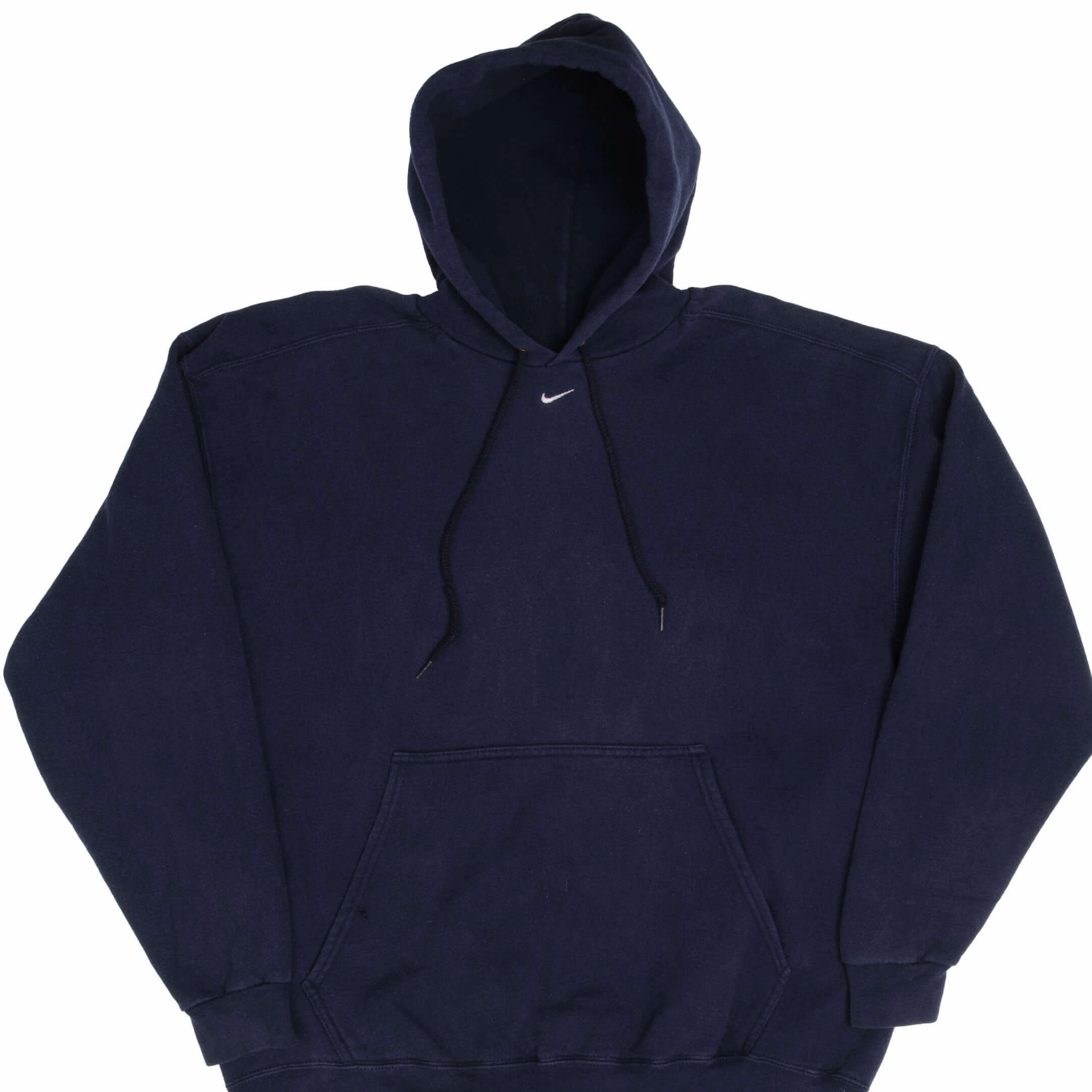 Adult Size Comfy Outerwear VINTAGE NIKE CENTER SWOOSH NAVY BLUE TRAVIS SCOTT HOODIE 1990S LARGE MADE USA