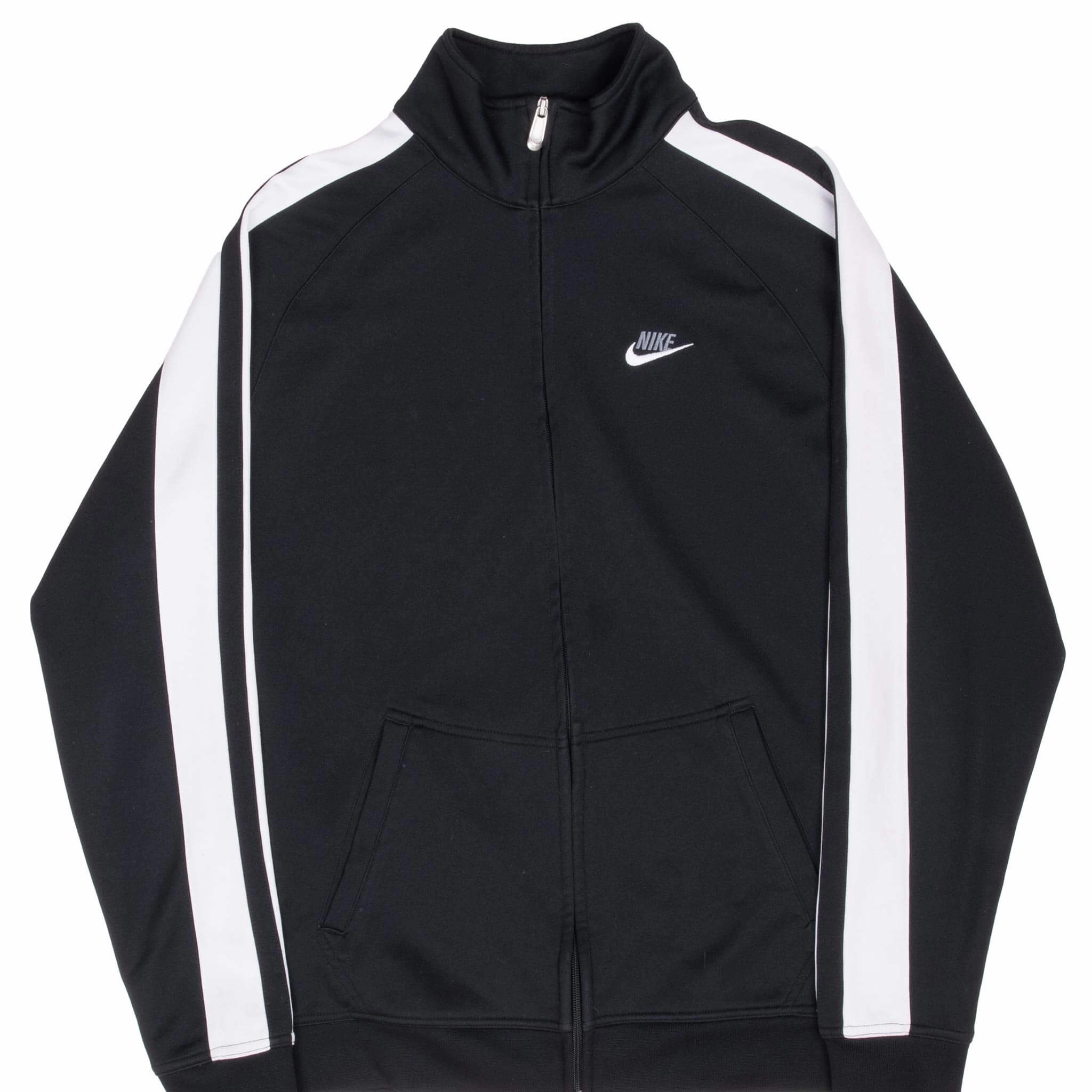 VINTAGE NIKE CLASSIC BLACK TRACK JACKET 2000S XL Vegan Option Hiking Ready