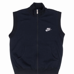 product handmade quality VINTAGE NIKE CLASSIC SWOOSH BLACK FULL ZIP VEST SWEATSHIRT 1980S MEDIUM