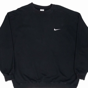 adults' UV resistant VINTAGE NIKE CLASSIC SWOOSH BLACK SWEATSHIRT 1990S XL