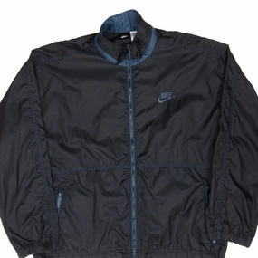 VINTAGE NIKE CLASSIC SWOOSH BLACK WINDBREAKER JACKET 1990S LARGE popular in Asia