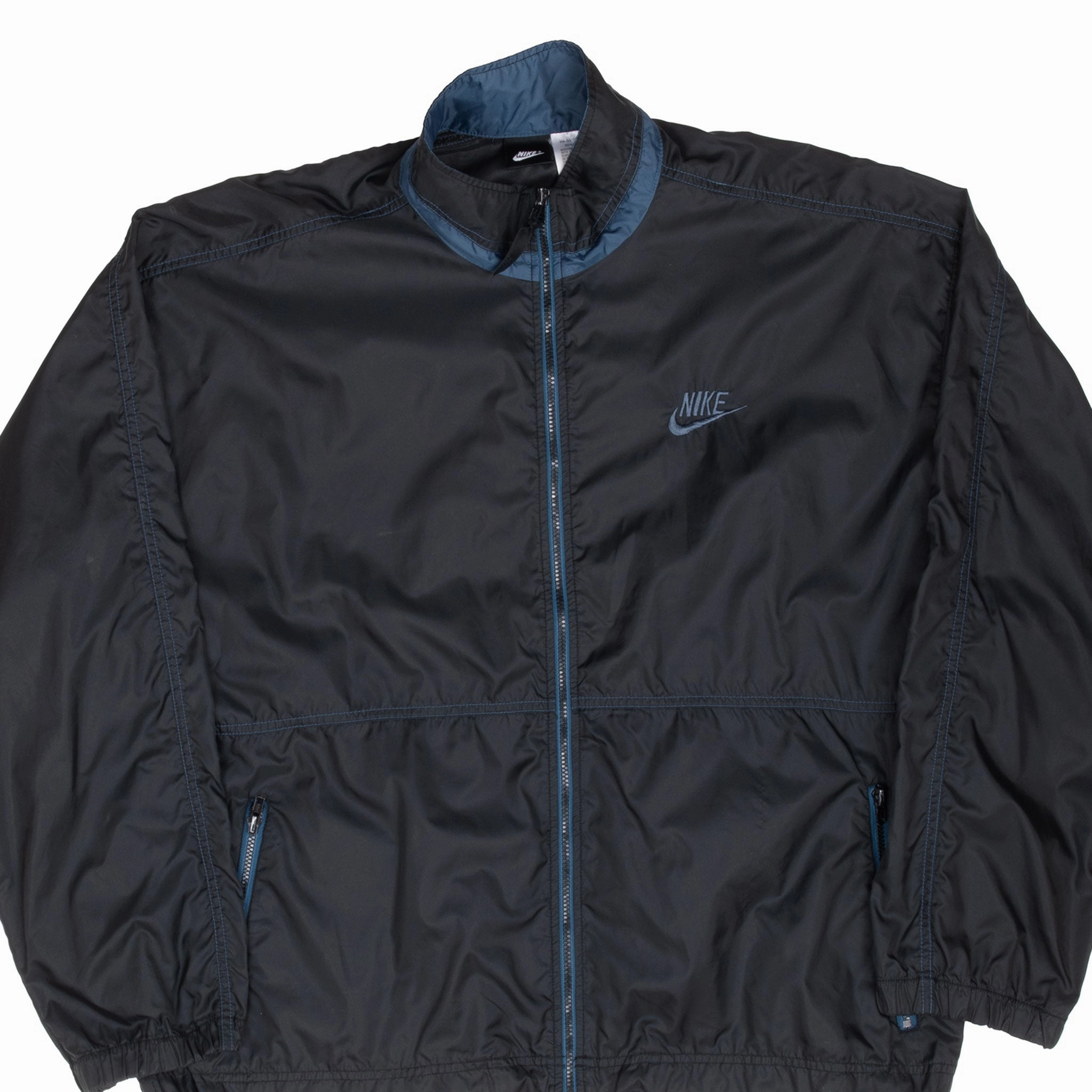 VINTAGE NIKE CLASSIC SWOOSH BLACK WINDBREAKER JACKET 1990S LARGE popular in Asia