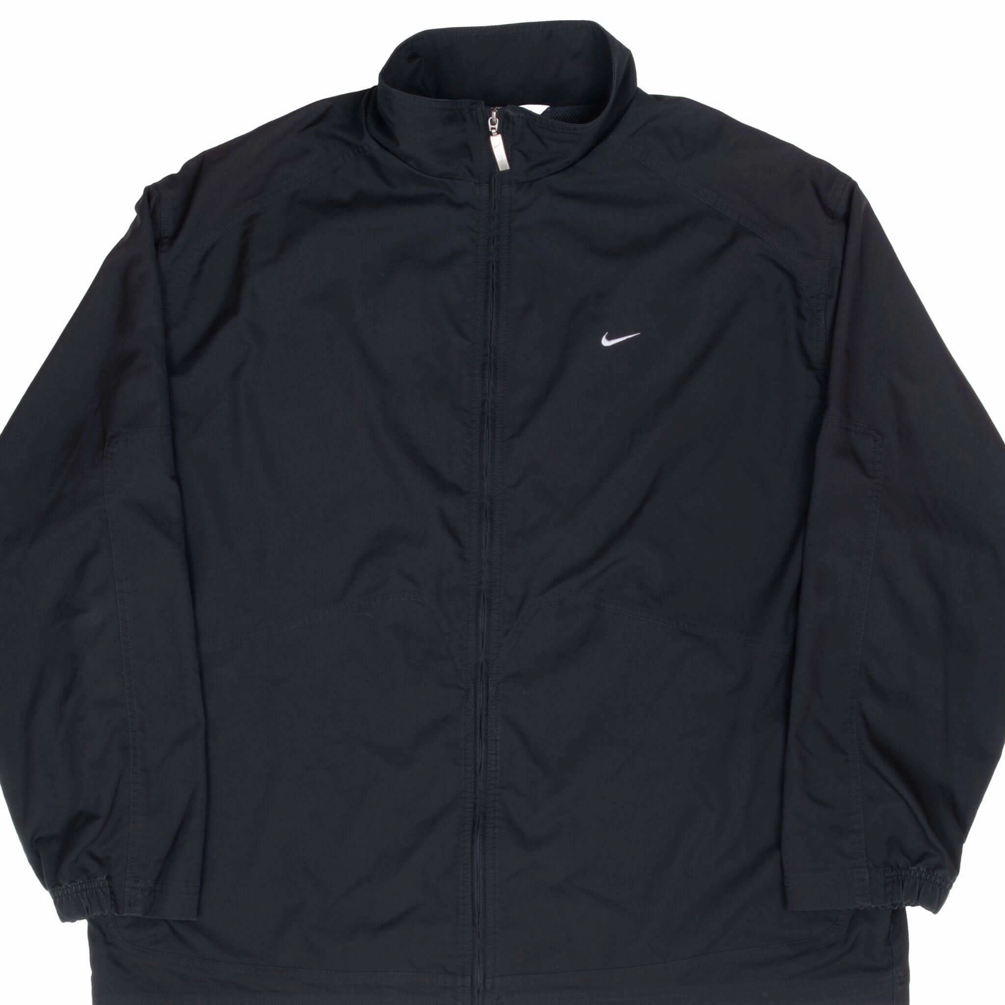 Taped Zipper Closures Vanity VINTAGE NIKE CLASSIC SWOOSH BLACK WINDBREAKER JACKET 2000S 3XL