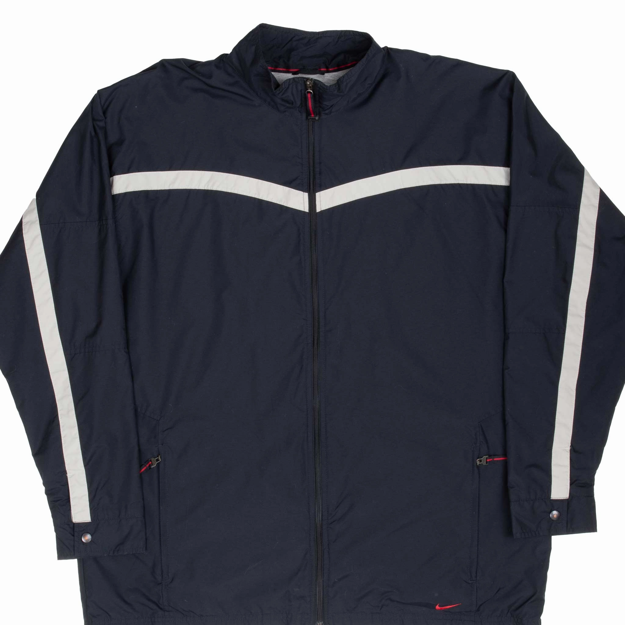 VINTAGE NIKE CLASSIC SWOOSH BLACK WINDBREAKER JACKET 2000S XL Soft Interior