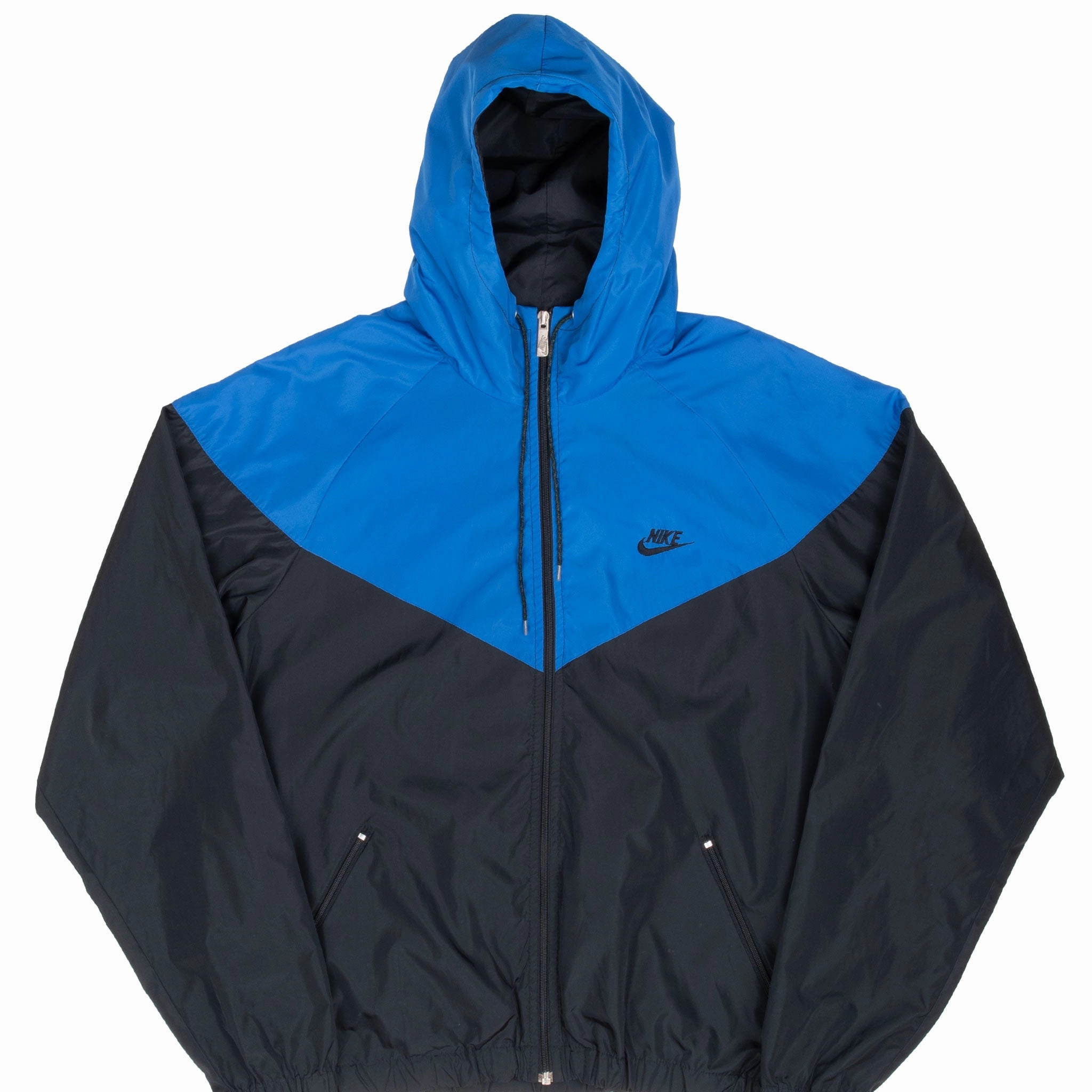 VINTAGE NIKE CLASSIC SWOOSH BLUE HOODED WINDBREAKER JACKET LATE 1980S XL Performance Optimized Fit Save