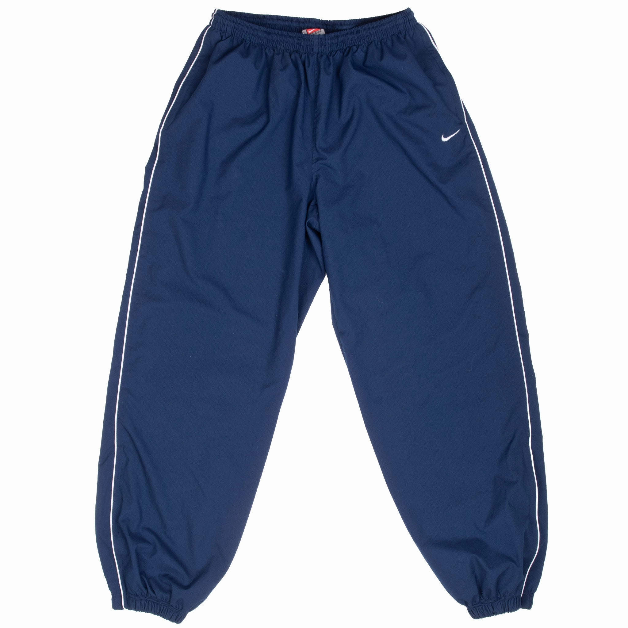 VINTAGE NIKE CLASSIC SWOOSH BLUE NYLON TRACK PANTS 2000S MEDIUM Athlete Leggings Capri Athletic Stretch Pants