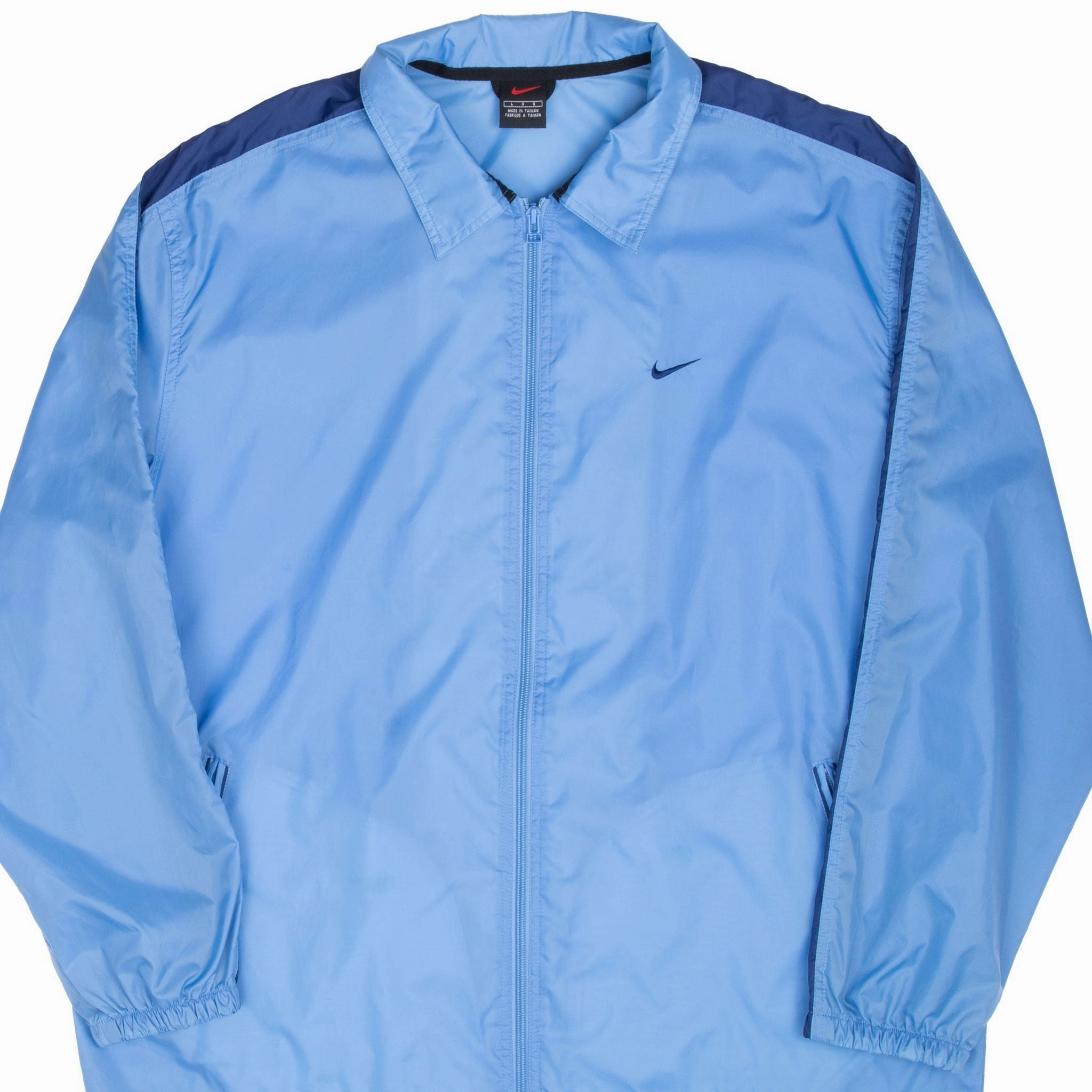 VINTAGE NIKE CLASSIC SWOOSH BLUE WINDBREAKER JACKET 1990S LARGE quick dry
