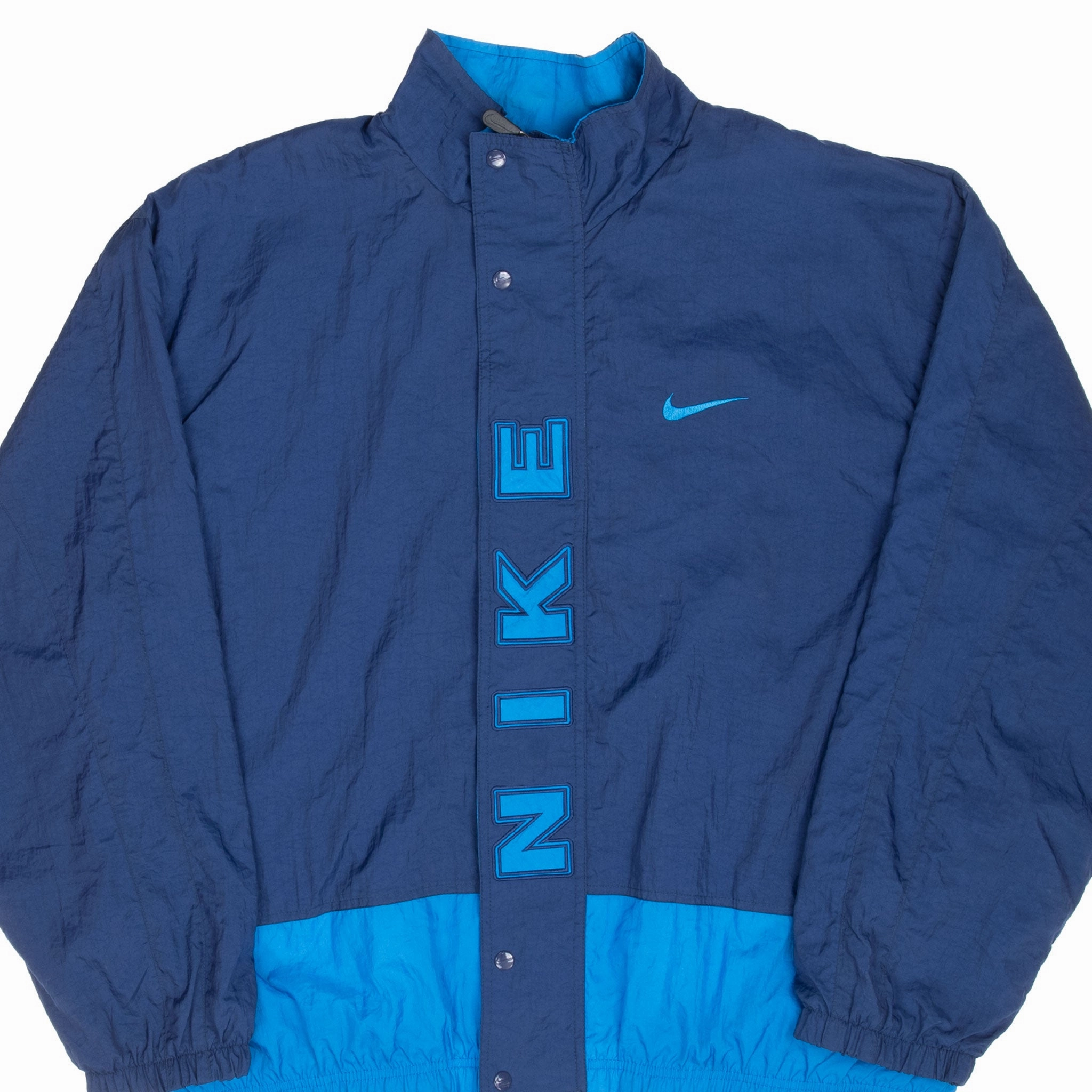 Compact Packable Design VINTAGE NIKE CLASSIC SWOOSH BLUE WINDBREAKER JACKET 1990S XL