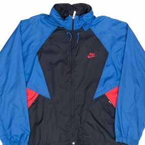 VINTAGE NIKE CLASSIC SWOOSH BLUE WINDBREAKER JACKET LATE 1980S LARGE Layer game
