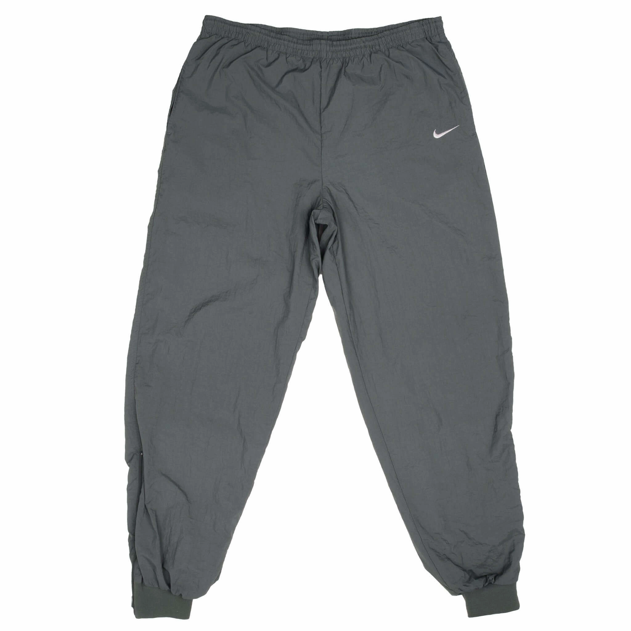 Quick Release Hem Adjusters Quick Dry Mesh Panel VINTAGE NIKE CLASSIC SWOOSH GREEN NYLON TRACK PANTS 1990S SIZE LARGE