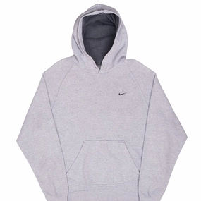 VINTAGE NIKE CLASSIC SWOOSH GREY HOODIE SWEATSHIRT 2000S LARGE Premium Quality Layer Up