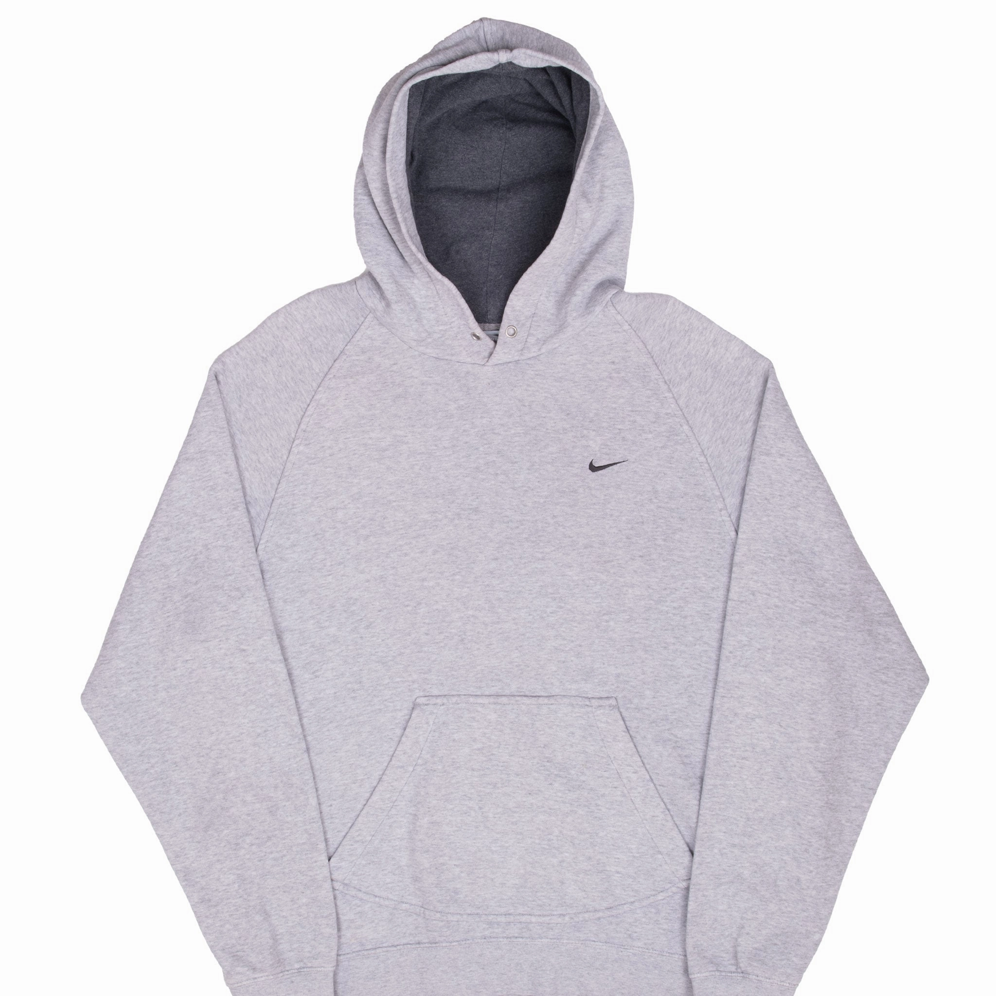 VINTAGE NIKE CLASSIC SWOOSH GREY HOODIE SWEATSHIRT 2000S LARGE Premium Quality Layer Up